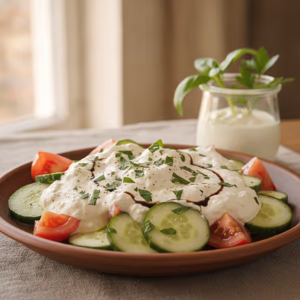 Aliño para ensalada sin aceite con quark desnatado