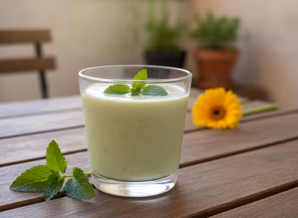 Batido de melisa y aguacate, ya emplatado