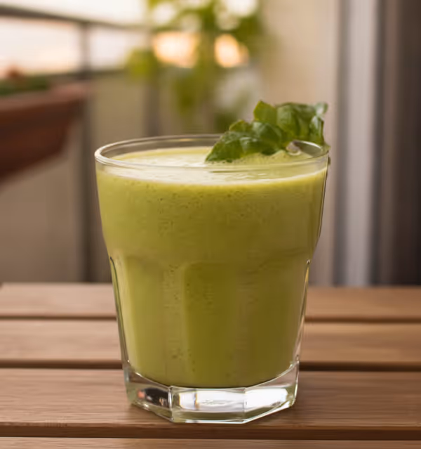 Batido verde: energía saludable para el día, ya emplatado