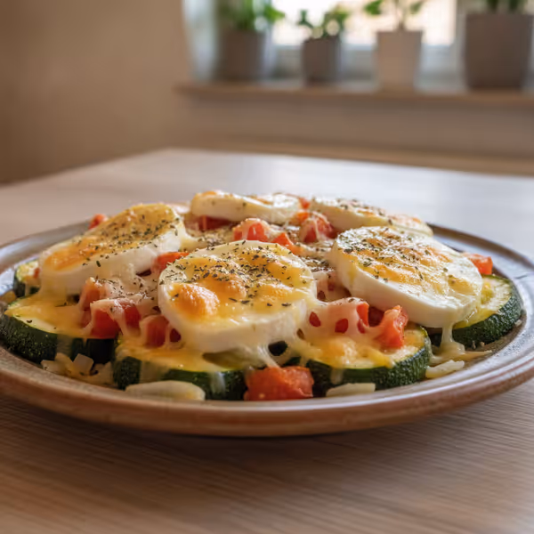 Calabacín gratinado al horno, ya emplatado