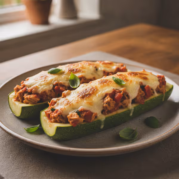 Calabacines rellenos, ya emplatado