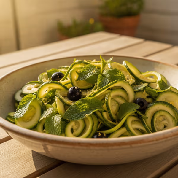 Ensalada de calabacín y menta, ya emplatado