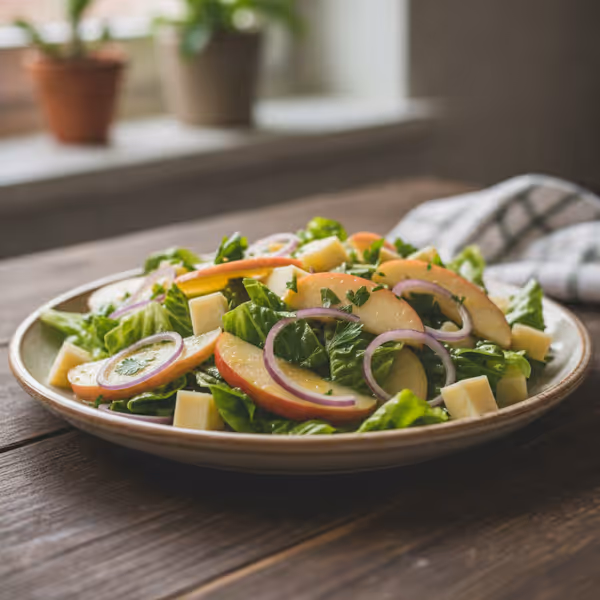Ensalada de manzana y queso, ya emplatado