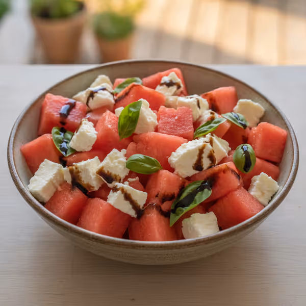 Ensalada de sandía con queso feta