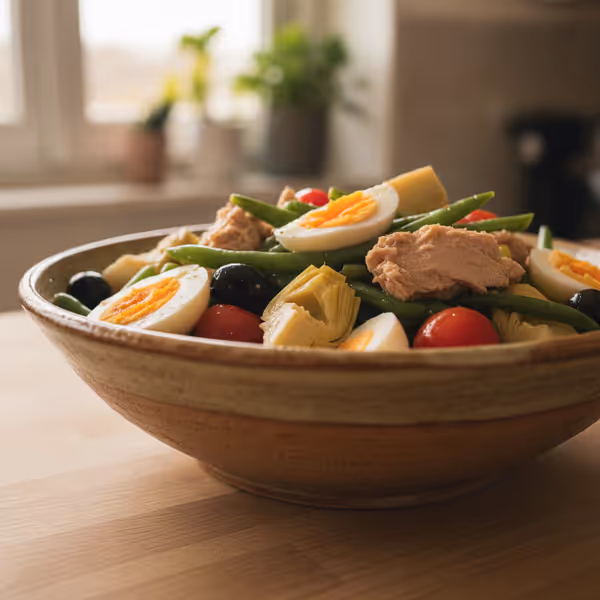 Ensalada Niçoise – la clásica ensalada de Niza, ya emplatado