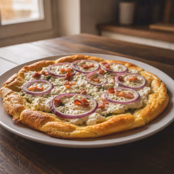 Flammkuchen low carb con masa oopsie, ya emplatado