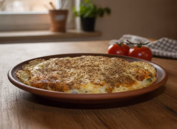 Huevos a la mostaza al horno, ya emplatado