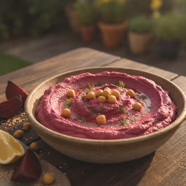 Hummus de remolacha, ya emplatado