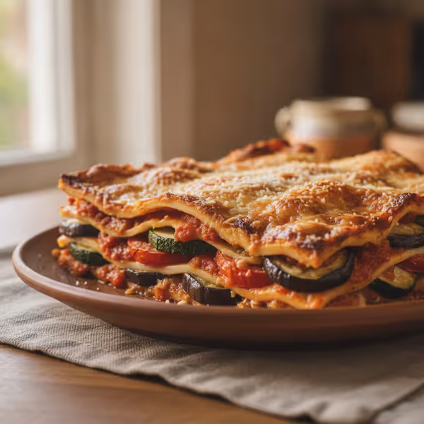 Lasaña de verduras sin pasta, ya emplatado