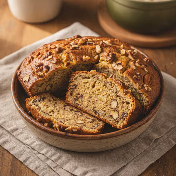 Pan de plátano y nueces, ya emplatado