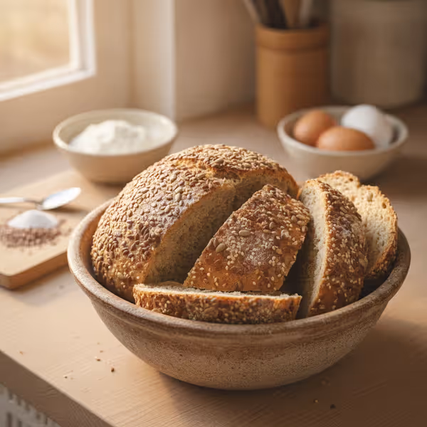 Pan de semillas bajo en carbohidratos, ya emplatado