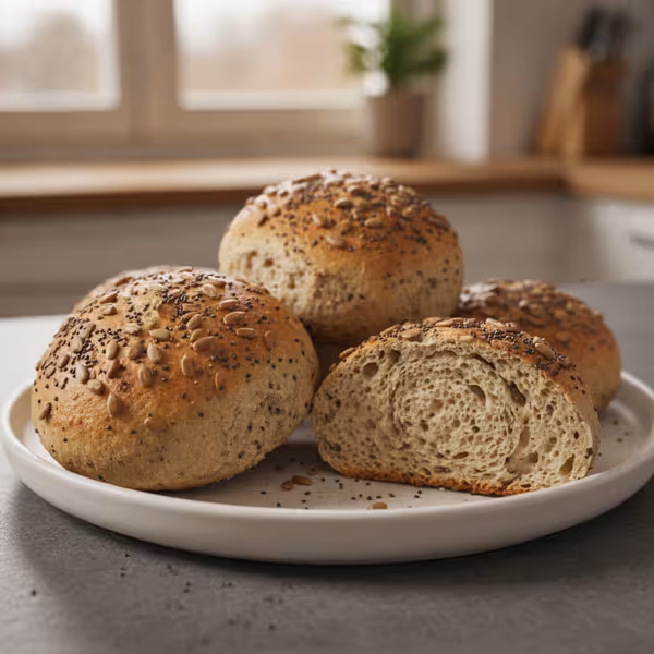 Panecillos de chía para el desayuno, ya emplatado
