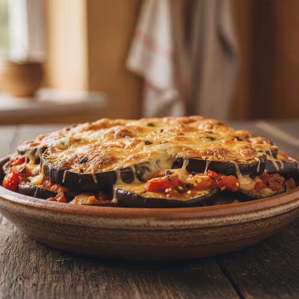 Pizza de berenjena, ya emplatado