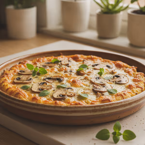 Pizza de coliflor, ya emplatado