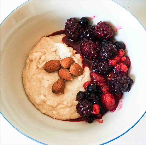 Porridge de almendras (sin copos de avena), ya emplatado
