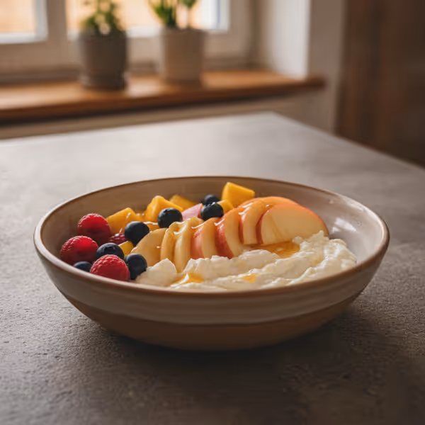 Quark con frutas, ya emplatado