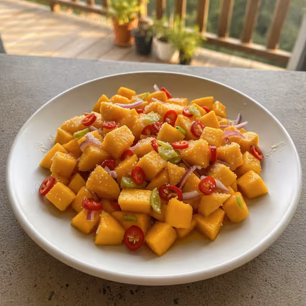 Salsa de mango y chile picante, ya emplatado