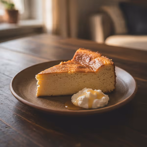 Tarta de queso lógica, ya emplatado