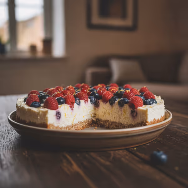 Tarta Low Carb de Queso Crema con Frutos Rojos