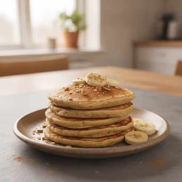 Tortitas de plátano rápidas y bajas en hidratos, ya emplatado